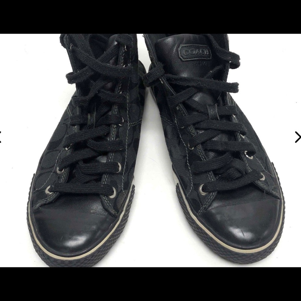 Coach Franca Black Signature C Canvas High Top Sneakers Size 9B